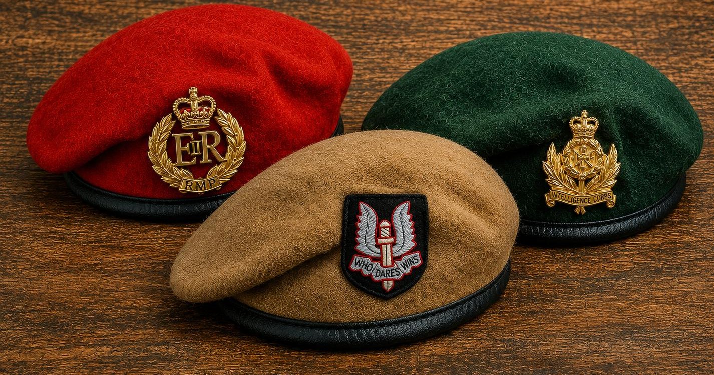 Berets of the Royal Military Police, 22 SAS and the Intelligence Corps